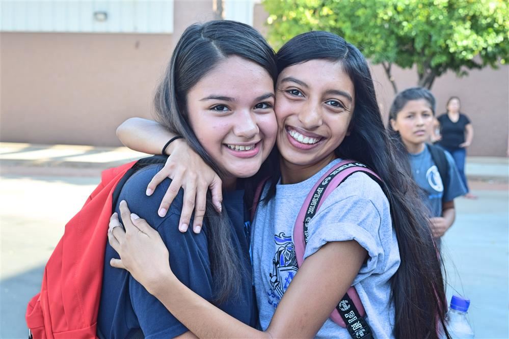 Girls hugging